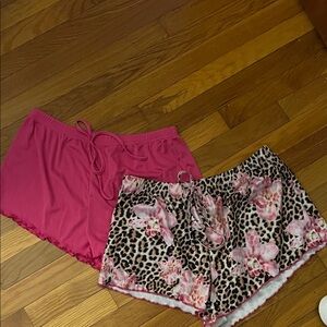 SHEIN Pink and Leopard Print Women's Pajama Shorts Set